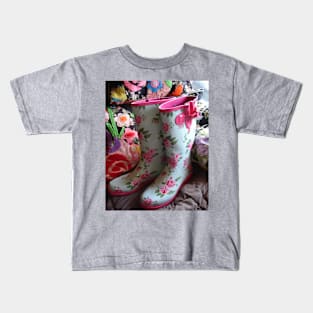 Floral Gum Boots Kids T-Shirt